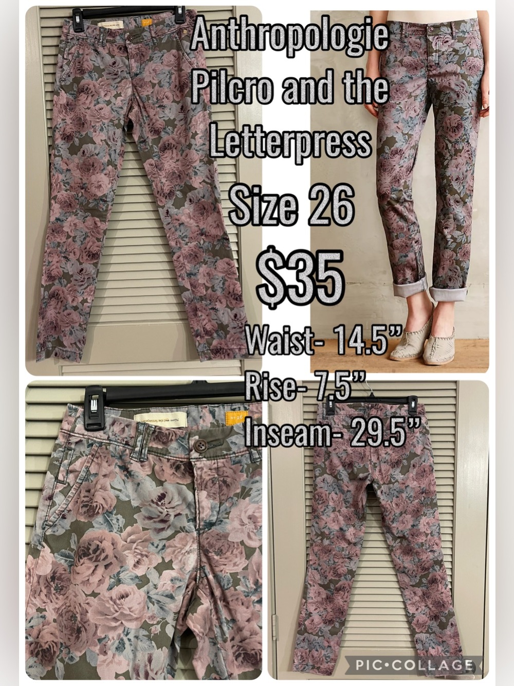 Pilcro and the Letterpress Pink & Purple Floral Skinny Jeans